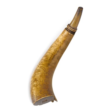 View full screen - View 1 of Lot 226. Extremely Rare and Important General Nathaniel Woodhull's Engraved 'French and Indian War' Map Powder Horn, New York, Dated 1759.