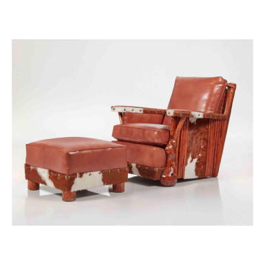 View full screen - View 1 of Lot 225. Club Chair and Ottoman.