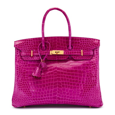 View full screen - View 1 of Lot 185. Rose Scheherazade Shiny Porosus Crocodile Birkin 35 Gold Hardware, 2014.