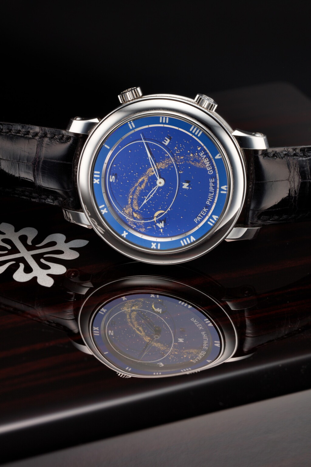 View full screen - View 1 of Lot 178. REFERENCE 5102G-001 CELESTIAL A WHITE GOLD AUTOMATIC ASTRONOMICAL WRISTWATCH WITH SKY CHART, PHASES AND POSITION OF THE MOON, AND TIME OF MERIDIAN PASSAGE OF SIRIUS, MADE IN 2003.
