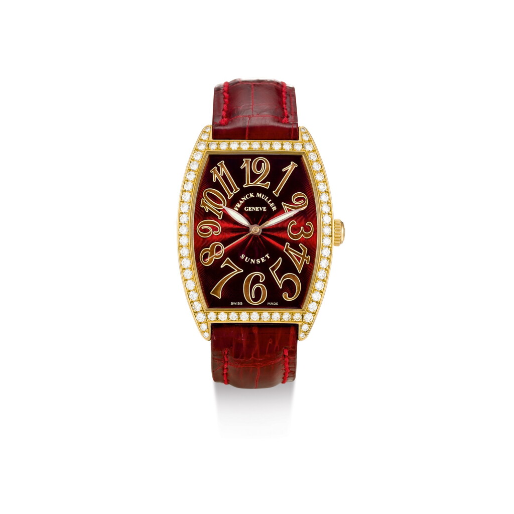 View full screen - View 1 of Lot 362. FRANCK MULLER | SUNSET, REFERENCE 2852 SC DP A YELLOW GOLD AND DIAMOND-SET WRISTWATCH, CIRCA 2008.