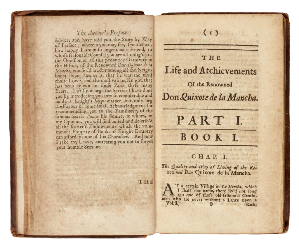 View full screen - View 1 of Lot 133. Cervantes | The history of the renowned Don Quixote, London, 1712, 4 volumes, contemporary calf.