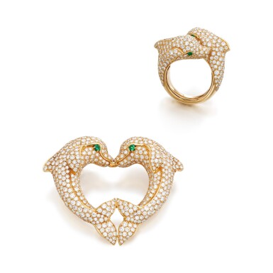 View full screen - View 1 of Lot 753. Emerald and Diamond Demi-Parure.