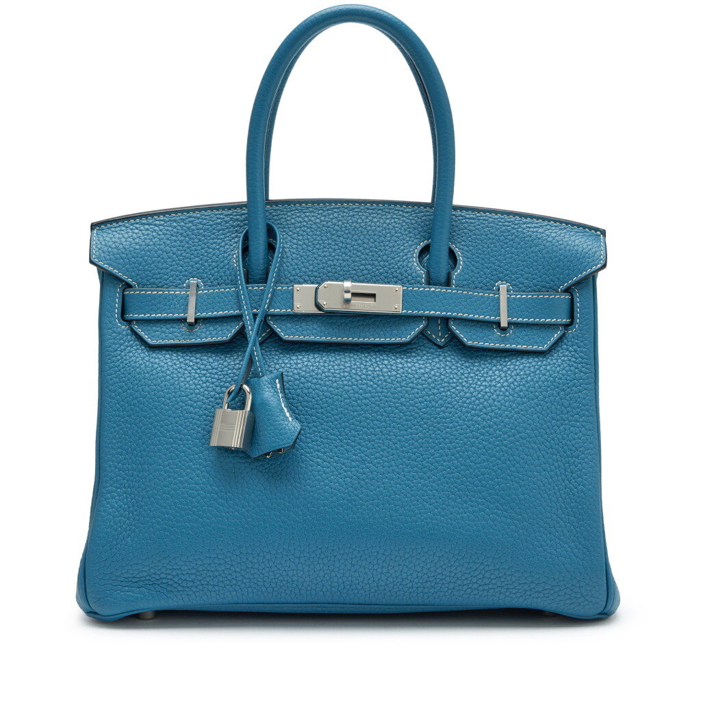 View full screen - View 1 of Lot 17. Bleu Jean Clemence Birkin 30 Palladium Hardware, 2010.