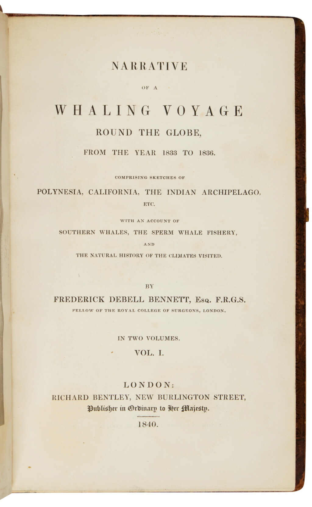 View full screen - View 1 of Lot 34. Bennett, Frederick Debell | First edition of a work praised by Herman Melville.