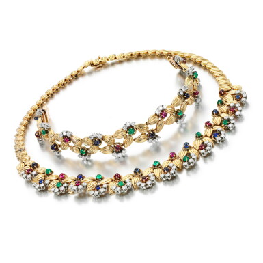 View full screen - View 1 of Lot 24. BOUCHERON | GEM SET AND DIAMOND DEMI- PARURE .