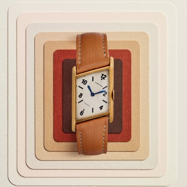 View full screen - View 1 of Lot 122. Parallélogramme | A rare yellow gold asymmetrical rectangular wristwatch with gold deployant buckle | Circa 1937.