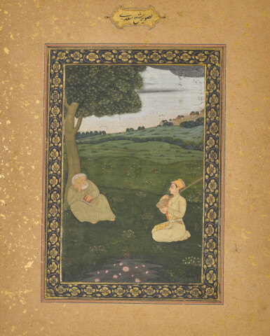 View full screen - View 1 of Lot 49. Shaykh Sa'di seated with a musician, India, Provincial Mughal, Awadh, circa 1760.