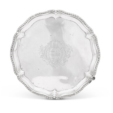 View full screen - View 1 of Lot 189. A George III silver salver, Hannam & Mills, London, 1764.