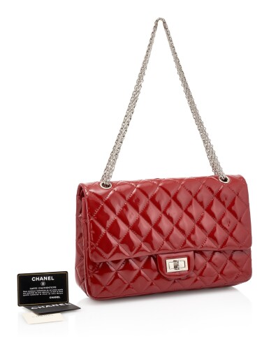 View full screen - View 1 of Lot 78. RED PATENT LEATHER AND GOLD-TONE METAL 2.55 REISSUE SHOULDER BAG, CHANEL, CHANEL.