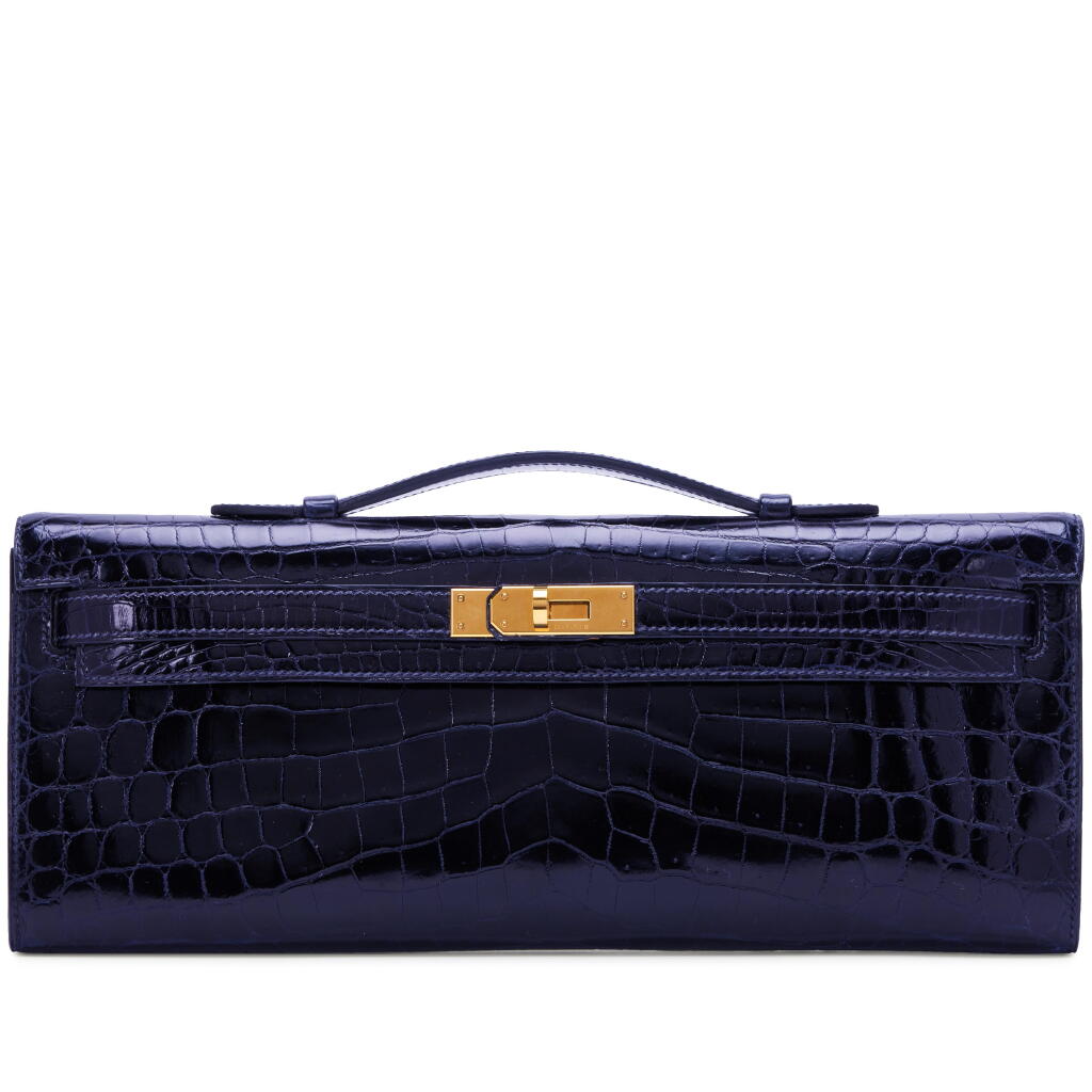 View full screen - View 1 of Lot 129. Bleu Marine Niloticus Crocodile Kelly Cut Gold Hardware, 2013.