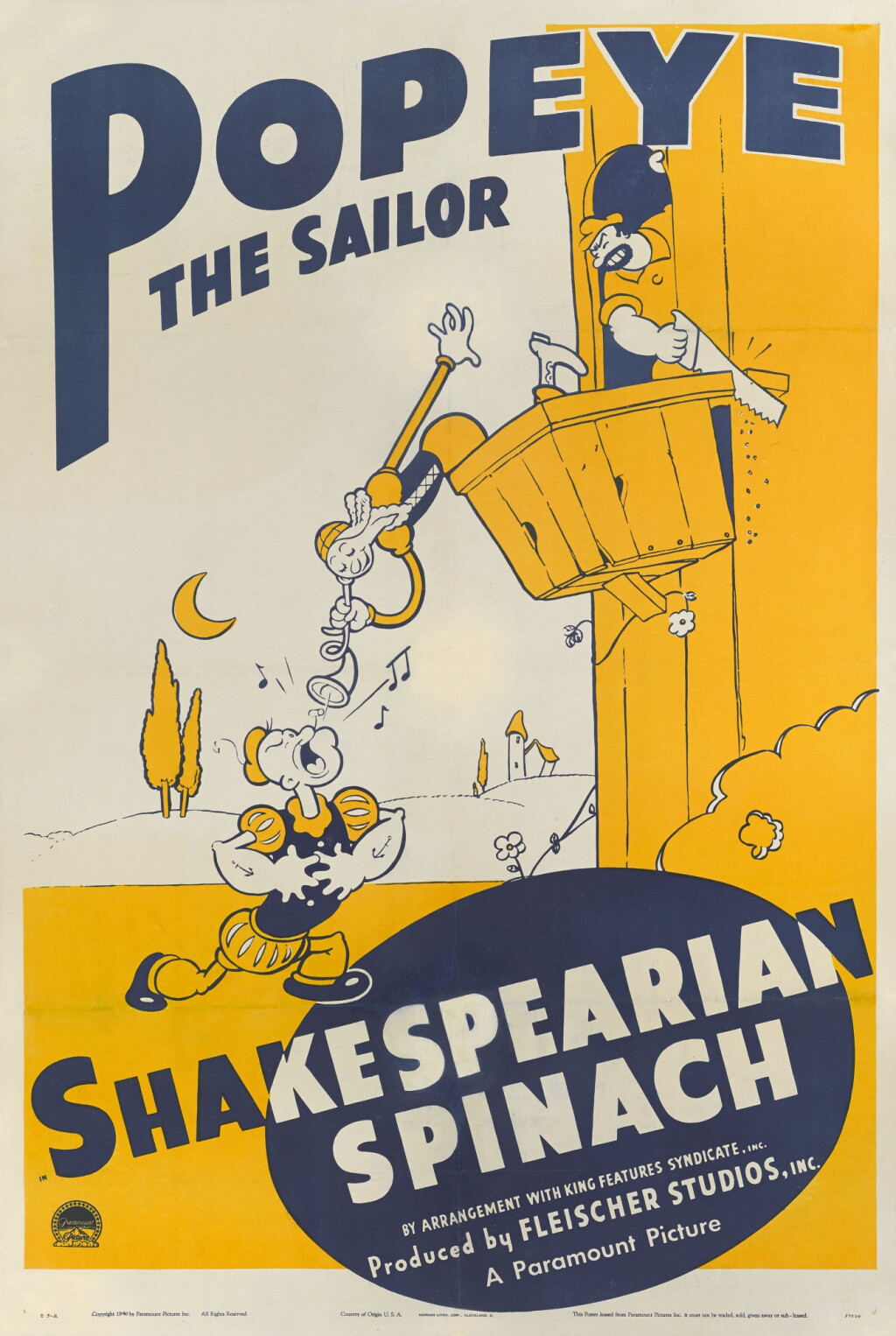 View full screen - View 1 of Lot 147. Shakespearian Spinach (1940), poster, US.