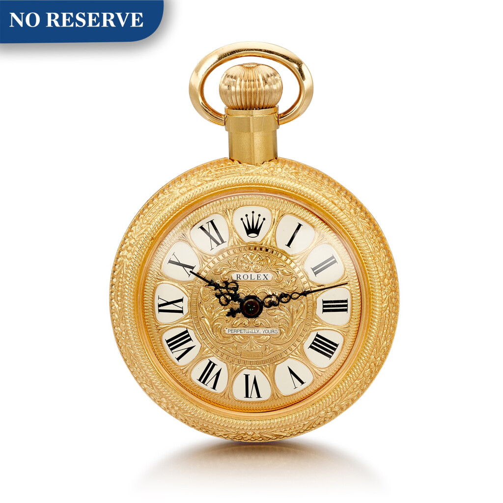View full screen - View 1 of Lot 8020. Rolex | Perpetually Yours, A gilt brass scent bottle in a form of a pocket watch, Circa 1960 | 勞力士 | Perpetually Yours 鍍金銅製懷錶形香水瓶,約1960年製.