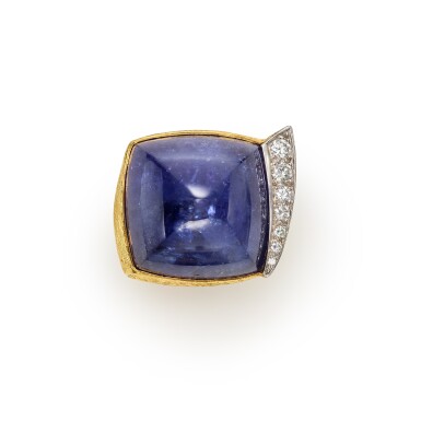 View full screen - View 1 of Lot 133. Tanzanite and Diamond Ring.