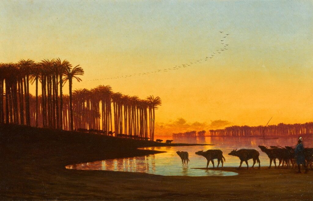 View full screen - View 1 of Lot 72. Dawn on the Nile.