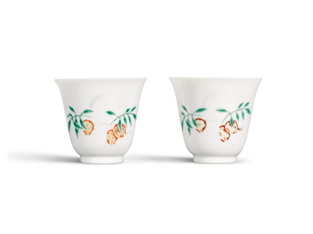 View full screen - View 1 of Lot 153. A PAIR OF FAMILLE-ROSE 'BUTTERFLY' CUPS DAOGUANG SEAL MARKS AND PERIOD | 清道光 粉彩彩蝶紋仰鐘盃一對 《大清道光年製》款.