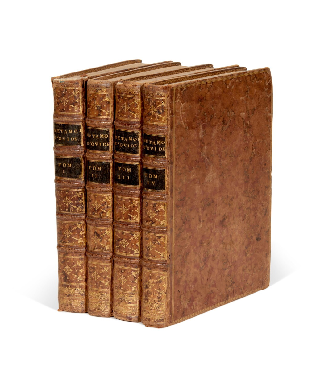 View full screen - View 1 of Lot 142. Ovid, Metamorphoses, Paris, 1767-1771, 4 volumes, contemporary marbled calf gilt.