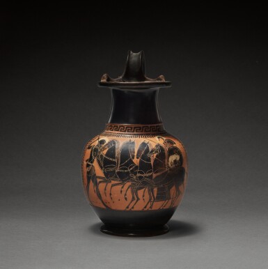 View full screen - View 1 of Lot 53. An Attic Black-figured Oinochoe, circa late 6th Century B.C..