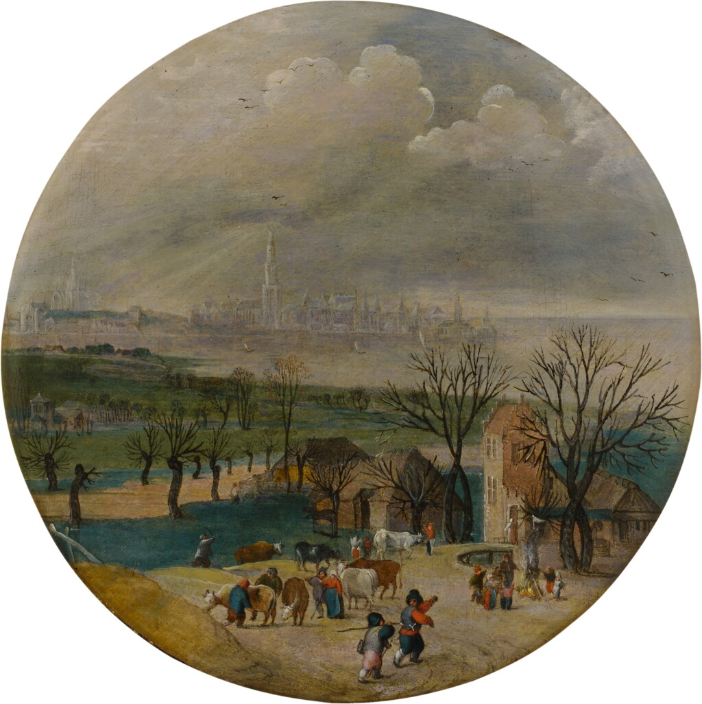 View full screen - View 1 of Lot 58. Winter Landscape with a View of Antwerp.
