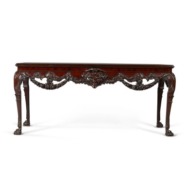 View full screen - View 1 of Lot 9. An Irish George II style mahogany side table by Hicks of Dublin, 19th century.