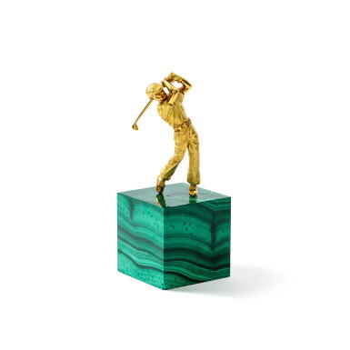 View full screen - View 1 of Lot 145. A gold and malachite figure of a golfer, 20th century.