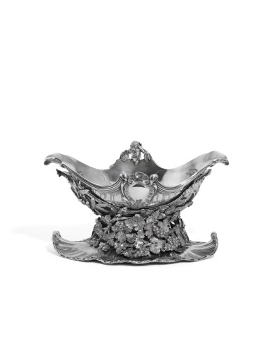 View full screen - View 1 of Lot 56. A French silver sauceboat on stand, Jean Baptiste François Chéret, Paris, 1762.