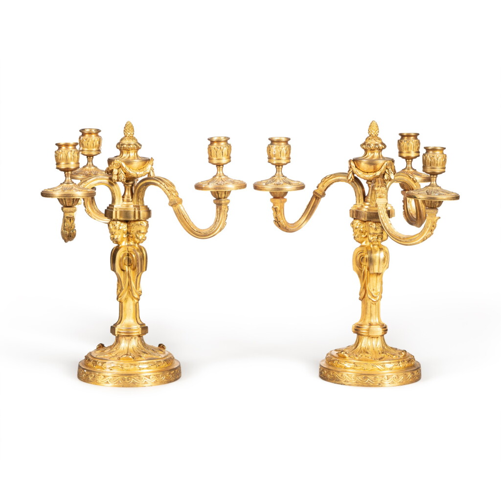 全螢幕檢視 - 查看260A pair of gilt-bronze three-light candelabra, French Restauration, circa 1830, after a model of Jean-Louis | Prieur, Paire de candélabres à trois lumières en bronze doré d'époque Restauration, vers 1830, d'après un modèle de Jean-Louis Prieur的1