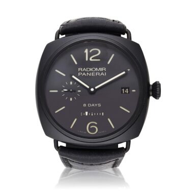 View full screen - View 1 of Lot 44. Reference Pam 384 Radiomir 8 Days Ceramica | A ceramic wristwatch with 8 day power reserve and date, Circa 2015.