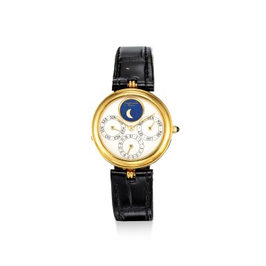 View full screen - View 1 of Lot 8113. GERALD GENTA | REFERENCE G2233.8 | A YELLOW GOLD ANNUAL CALENDAR WRISTWATCH WITH MOON PHASES, CIRCA 1980 | 型號G2233.8 黃金年曆腕錶,備月相顯示,約1980年製作.