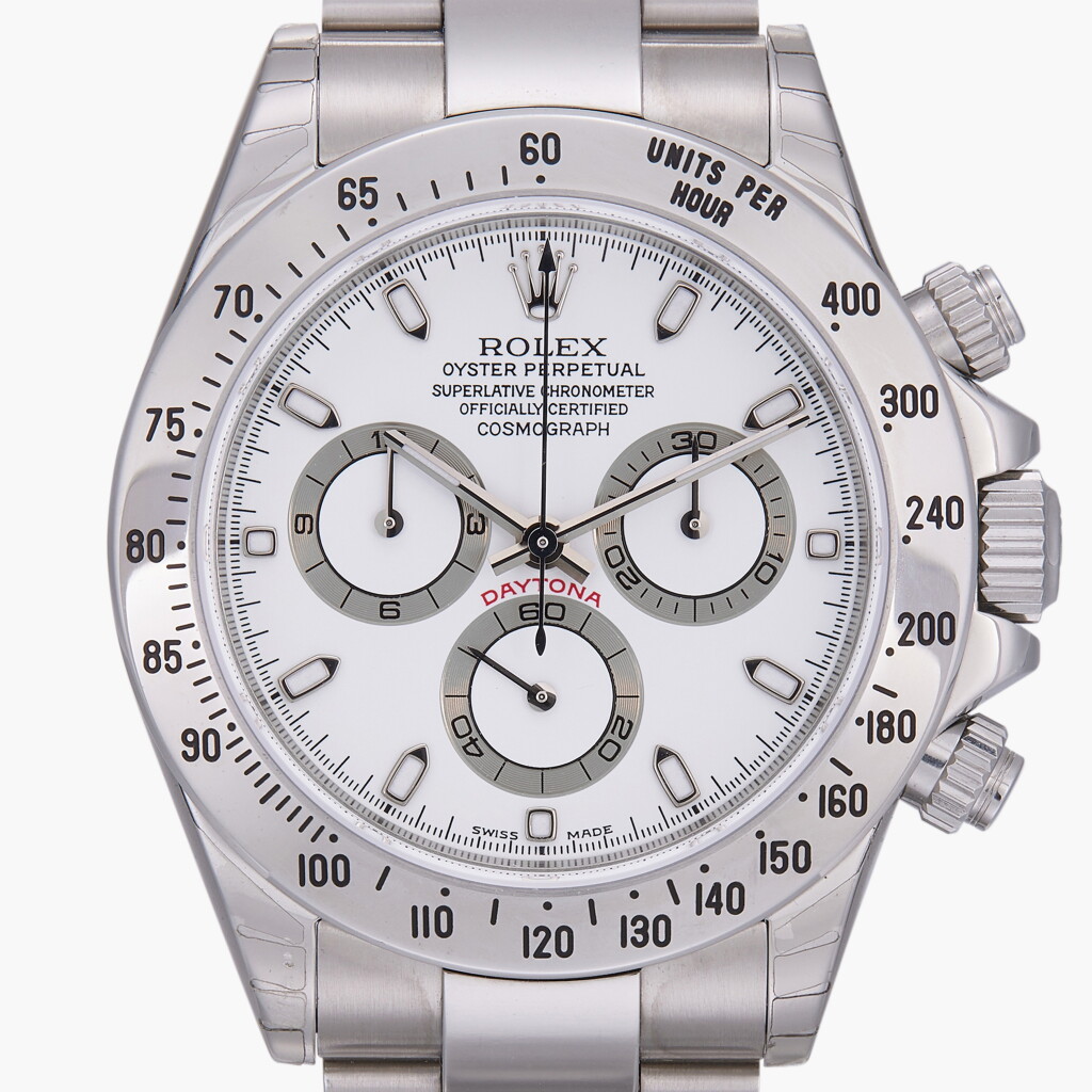 View full screen - View 1 of Lot 147. Daytona 'NOS', Reference 116520 | A fully stickered stainless steel chronograph wristwatch with bracelet | Circa 2001.