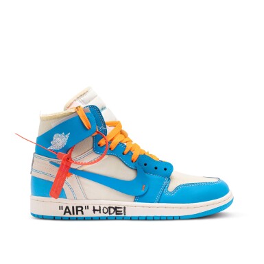 View full screen - View 1 of Lot 7. Virgil Abloh Signed and Designed Nike Air Jordan 1 x OFF-WHITE Retro High OG ‘UNC’ | Size 8.5.