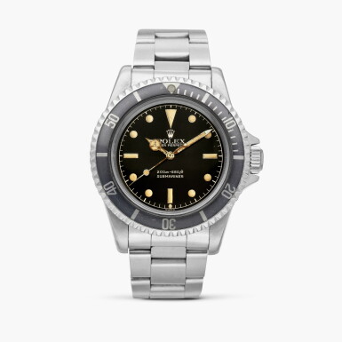 View full screen - View 1 of Lot 2335. Submariner, Reference 5513 | A stainless steel wristwatch with pointed crown guards, exclamation point and bracelet, Circa 1962.