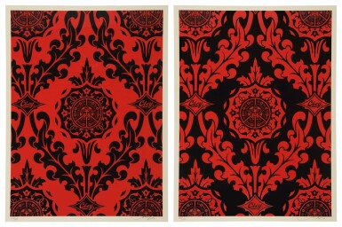 View full screen - View 1 of Lot 101. PARLOR PATTERN RED/BLACK SET.