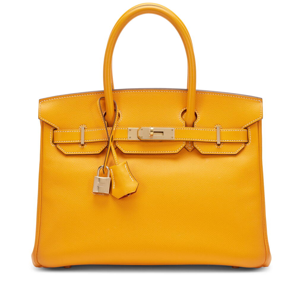 View full screen - View 1 of Lot 200. Jaune d'Or and Cuivre Epsom Verso Birkin 30 Gold Hardware, 2012.