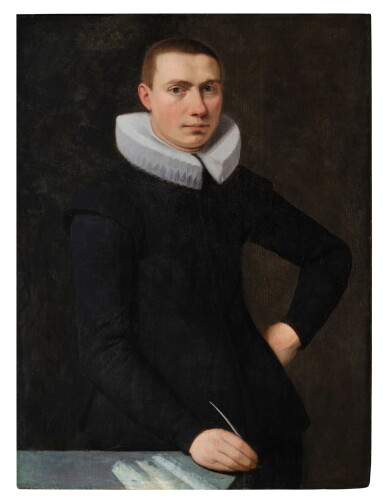 View full screen - View 1 of Lot 471. Portrait of a young man, aged 21, with a quill pen.