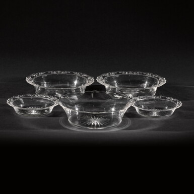 View full screen - View 1 of Lot 82. A set of four engraved glass serving bowls, 20th century.