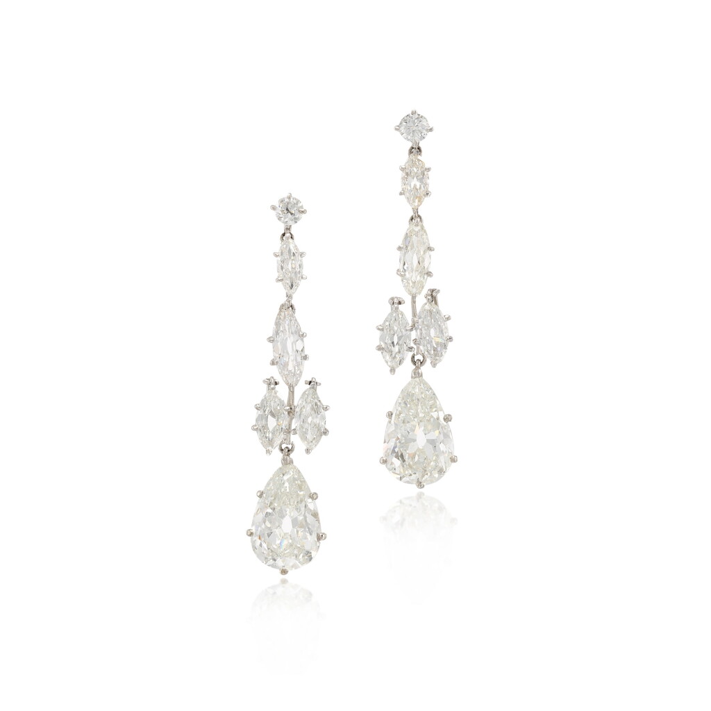 View full screen - View 1 of Lot 27. Diamond Earrings, First Half of 20th Century.