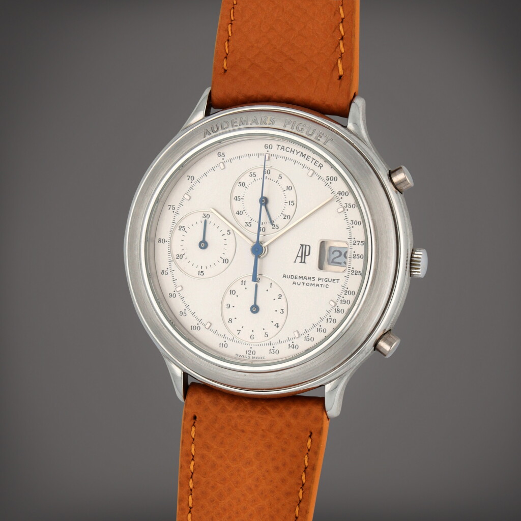 View full screen - View 1 of Lot 228. Huitième Chronograph, Reference 25644PT | A platinum chronograph wristwatch with date | Circa 1990.