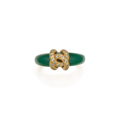 View full screen - View 1 of Lot 506. Cartier | Gold, Chalcedony and Diamond Ring, France.