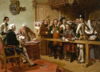 View full screen - View 1 of Lot 111. Hogarth brought before the Governor of Calais as a Spy.