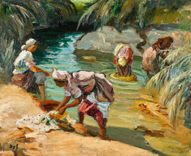 View full screen - View 1 of Lot 62. Femmes Maroccaines (Femmes lavant dans un oued).