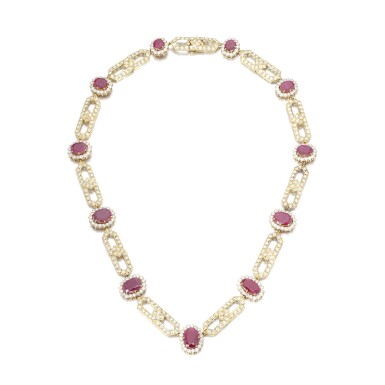 View full screen - View 1 of Lot 1092. Ruby and diamond necklace.