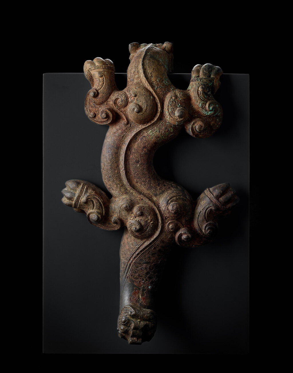 View full screen - View 1 of Lot 9804. A bronze figure of a chi tiger, Eastern Zhou dynasty, Spring and Autumn period | 東周春秋 青銅螭虎.