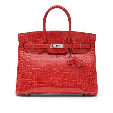 View full screen - View 1 of Lot 308. Bougainvillier Birkin 35cm in Porosus Crocodile with Palladium Hardware, 2012.