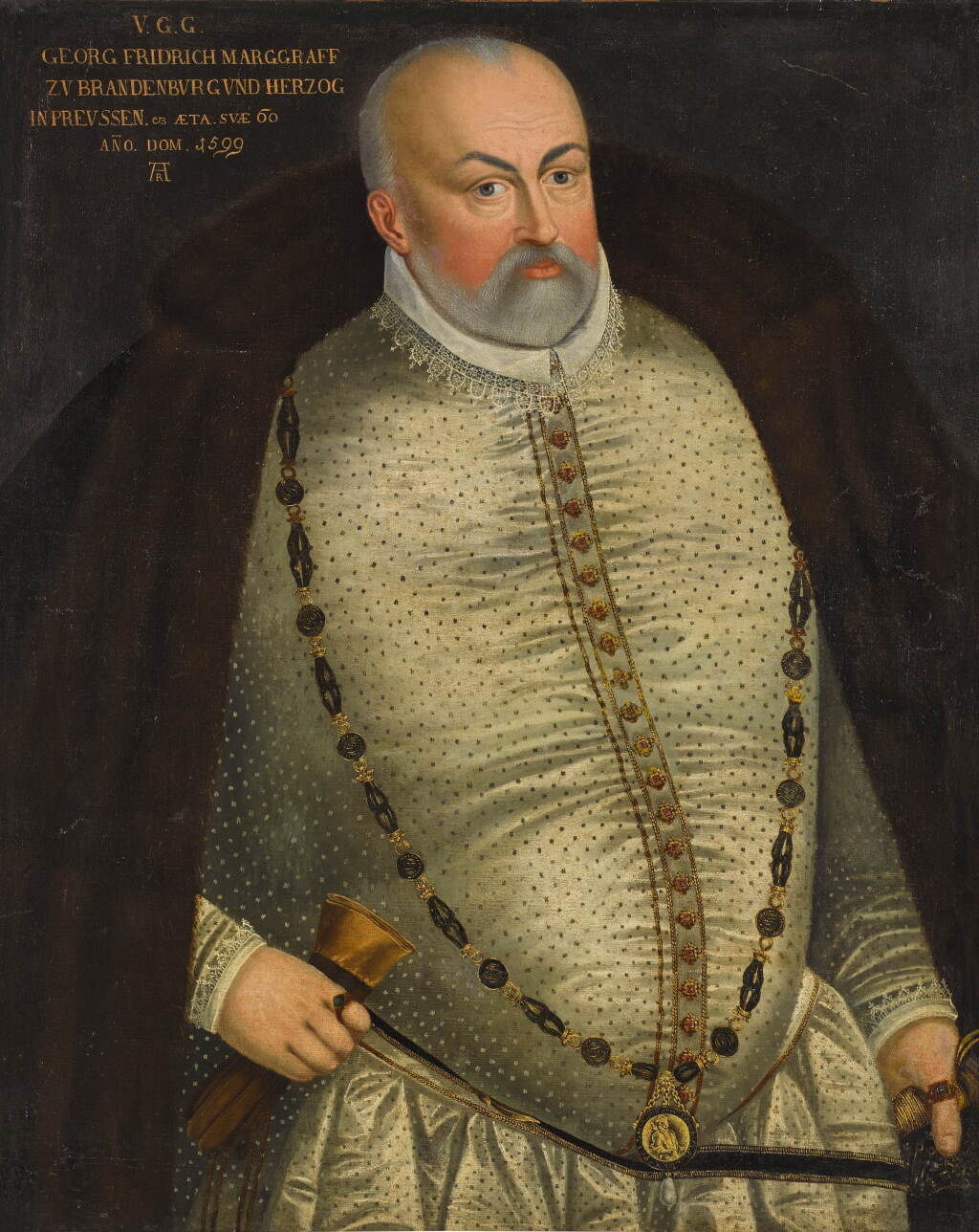 View full screen - View 1 of Lot 7. Portrait of Georg Friedrich, Margrave of Brandenberg and Duke in Prussia (1539–1603), aged 60.