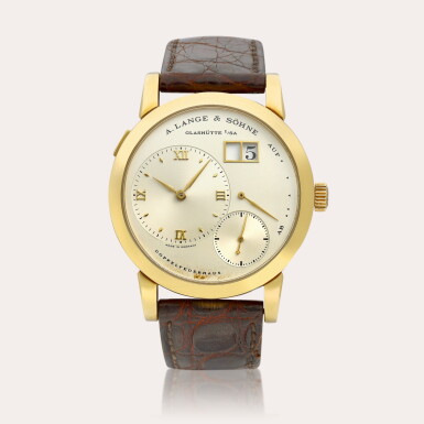 View full screen - View 1 of Lot 2222. Lange 1, Reference 101.021 A yellow gold wristwatch with date and power reserve indication, Circa 1996 | 朗格 | LANGE 1 型號101.021 | 黃金腕錶,備日期及動力儲備顯示,約1996年製.
