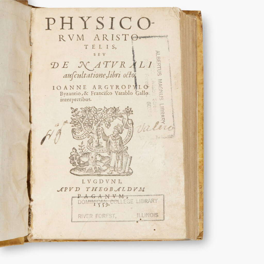 View full screen - View 1 of Lot 17. Aristotle, Thibaud Payen (publisher) | Six works in one volume, Lyon, 1559, contemporary limp vellum.