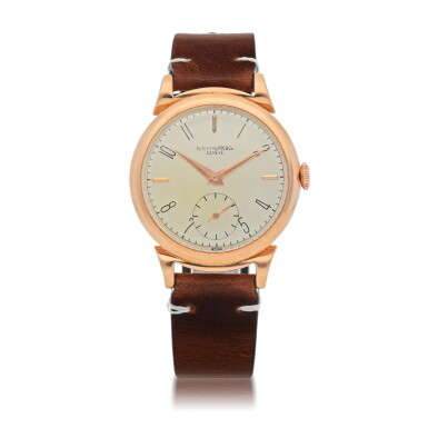 View full screen - View 1 of Lot 409. REF 1491 PINK GOLD WRISTWATCH WITH SCROLL LUGS MADE IN 1954.