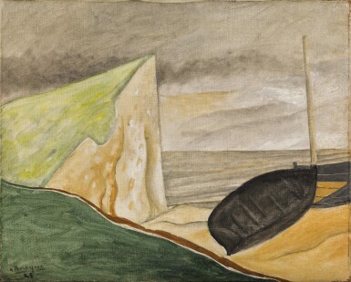 View full screen - View 1 of Lot 26. GEORGES BRAQUE | FALAISE ET BATEAU ÉCHOUÉ.