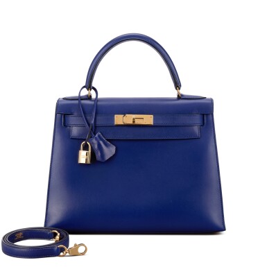 View full screen - View 1 of Lot 1609. Vintage Bleu Saphir Box Kelly 28 Sellier Gold Hardware, 1998.